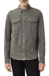 John Varvatos Arvon Knit Organic Cotton Snap-up Western Shirt In Gray