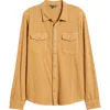 John Varvatos Avron Slub Organic Cotton Knit Snap-up Western Shirt In White