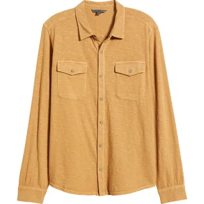 John Varvatos Avron Slub Organic Cotton Knit Snap-up Western Shirt In White