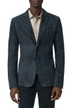 John Varvatos Bartow Suede Suit Jacket In Blue