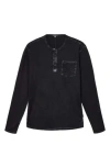 John Varvatos Baylor Organic Cotton Long Sleeve Henley In Black