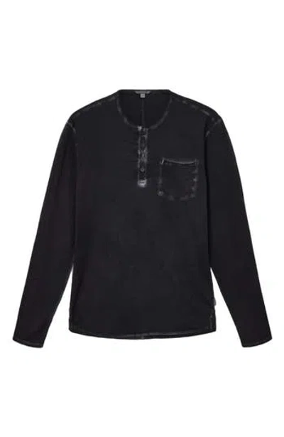 John Varvatos Baylor Organic Cotton Long Sleeve Henley In Black