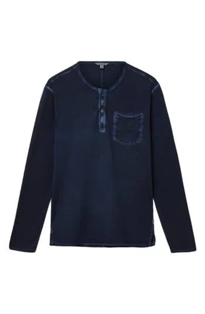 John Varvatos Baylor Organic Cotton Long Sleeve Henley In Blue