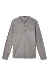 John Varvatos Baylor Organic Cotton Long Sleeve Henley In Gray