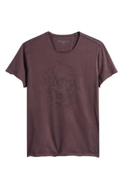 JOHN VARVATOS JOHN VARVATOS BEADED SKULL RAW EDGE GRAPHIC ORGANIC COTTON T-SHIRT