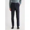 John Varvatos Bedford Flat Front Wool Blend Pants In Blue