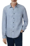 John Varvatos Ben Linen Button-up Shirt In Gray