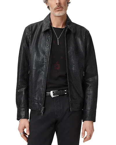 John Varvatos Benjamin Embossed Leather Jacket In Black