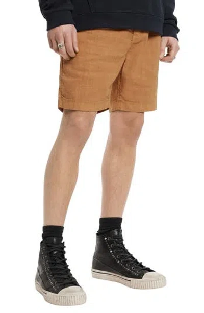 John Varvatos Benson Linen Blend Drawstring Shorts In Copper