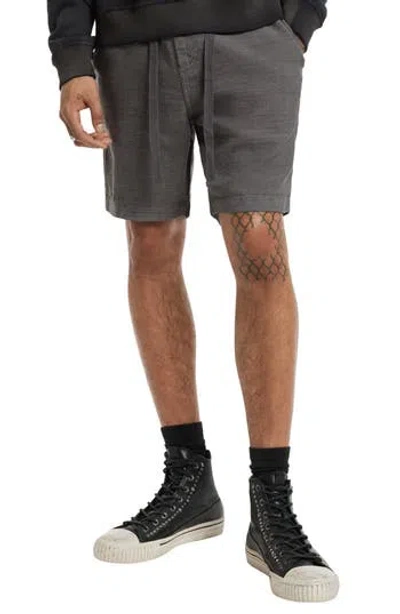 John Varvatos Benson Linen Blend Drawstring Shorts In Seal Grey