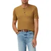 John Varvatos Biello Slim Fit Henley Top In Brown