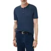 John Varvatos Biello Slim Fit Henley Top In Pacific Blue