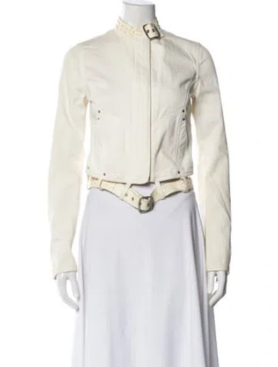 Pre-owned John Varvatos Biker Jacket In White