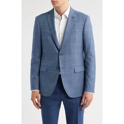 John Varvatos Bleecker Blue Plaid Wool Blend Sport Coat
