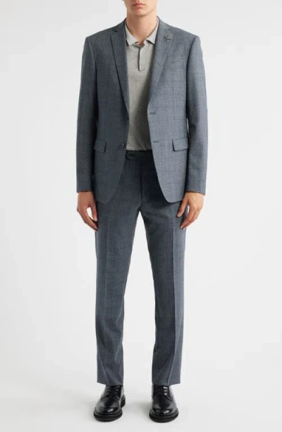 John Varvatos Bleecker Charcoal Grey Check Wool Blend Suit In Gray