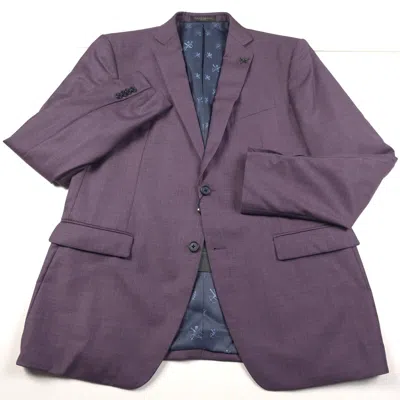 Pre-owned John Varvatos Bleecker Purple Sharkskin Slim Fit Blazer Suit Jacket Mens 42r