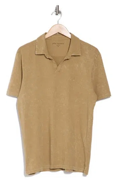 John Varvatos Bodhi Marble Wash Polo In Camel