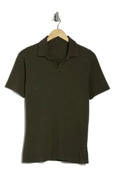 John Varvatos Bodhi Marble Wash Polo In Deep Olive