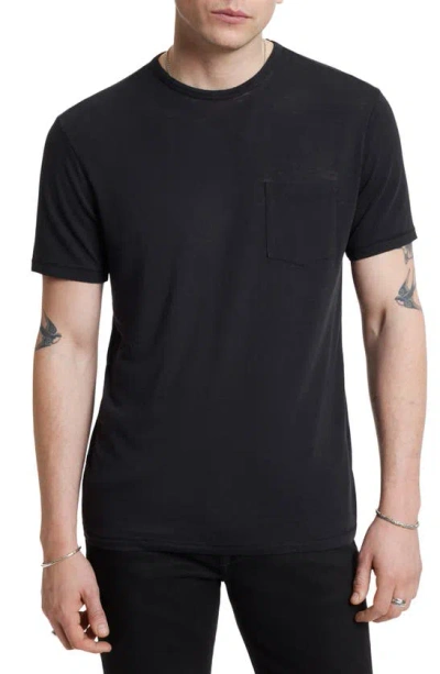 John Varvatos Bond Burnout Pocket Tee In Black