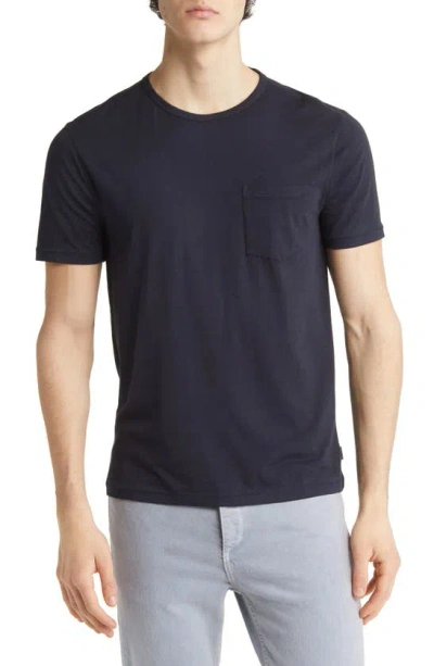 John Varvatos Bond Burnout Pocket Tee In Navy