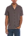 John Varvatos Brewer Organic Cotton Camp Shirt In Gray