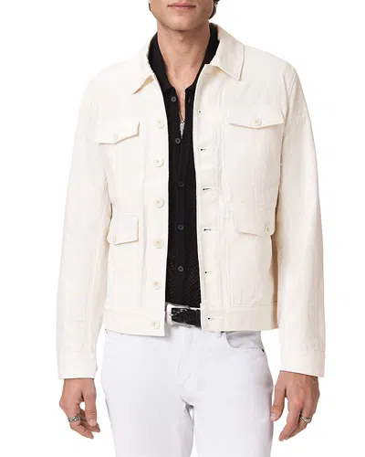 John Varvatos Briggs Textured Cotton Trucker Jacket In Neutral