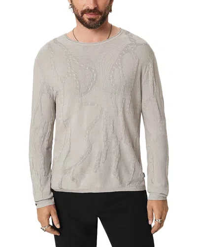 John Varvatos Broken Twig Cotton Crewneck Sweater In Gray