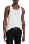 John Varvatos Broome Slim Fit Linen Tank In White