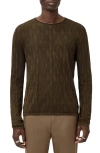 John Varvatos Brycen Broken Argyle Organic Cotton Sweater In Brown