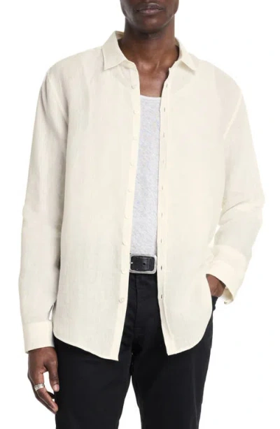 John Varvatos Bucks Linen Button-up Shirt In White