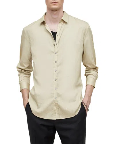 John Varvatos Button Band Collar Shirt In Neutral