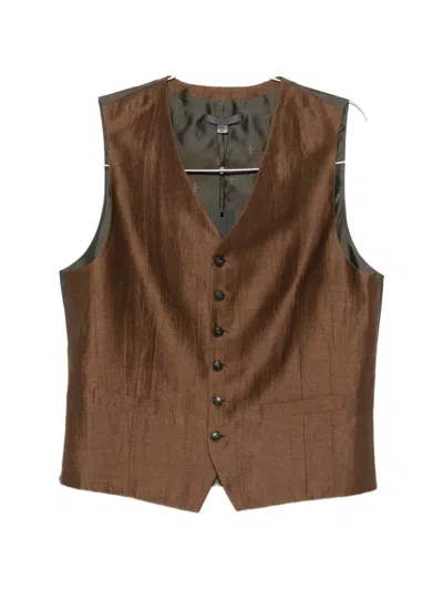 John Varvatos Buttoned Waistcoat In Brown