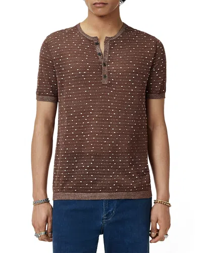John Varvatos Cabras Henley Sweater In Brown