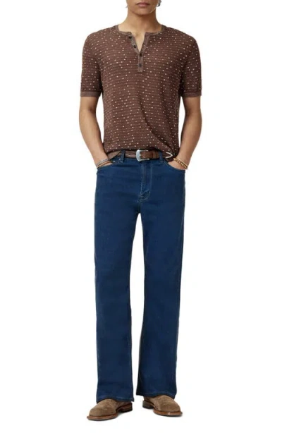 John Varvatos Cabras Wool Short Sleeve Henley Sweater In Brown