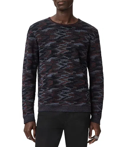 John Varvatos Caden Winter Pavement Jacquard Crewneck Sweater In Black