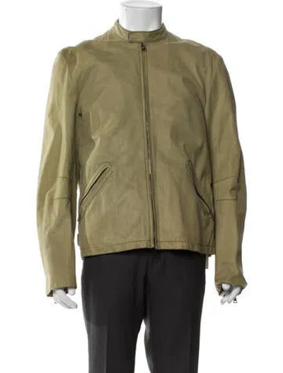 Pre-owned John Varvatos Calfskin Moto Jacket In Green