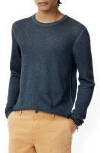 John Varvatos Camden Open Stitch Organic Cotton Sweater In Navy