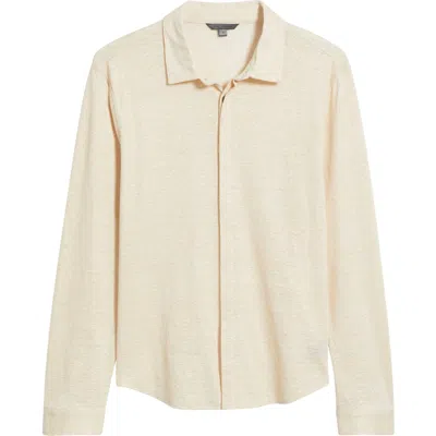John Varvatos Carrilho Regular Fit Knit Linen Button-up Shirt In Neutral