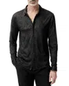 John Varvatos Carrilho Regular Fit Knit Linen Button-up Shirt In Black