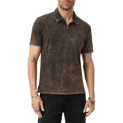 John Varvatos Carsten Johnny Collar Polo In Brown