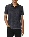 John Varvatos Carsten Open Collar Denim Polo Shirt In Blue