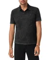 John Varvatos Carsten Open Collar Denim Polo Shirt In Gray