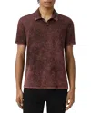 John Varvatos Carsten Open Collar Denim Polo Shirt In Red