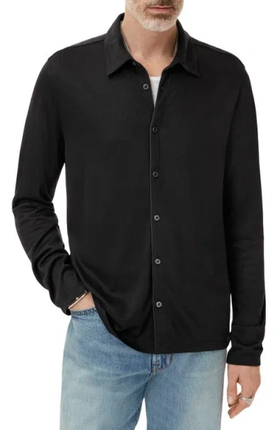 John Varvatos Caserta Regular Fit Textured Lyocell Button-up Shirt In Black
