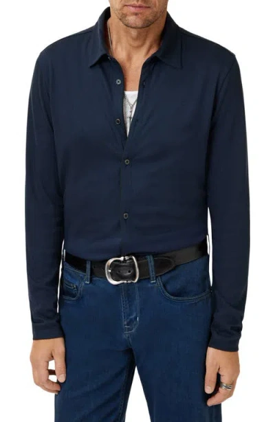 John Varvatos Caserta Regular Fit Textured Lyocell Button-up Shirt In Blue