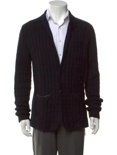 Pre-owned John Varvatos Cashmere Collar Cardigan In Black