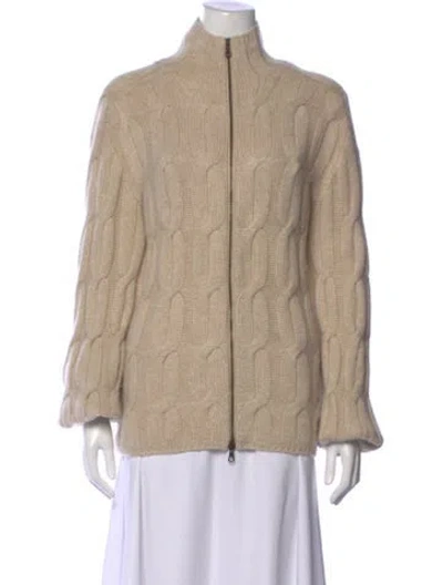 Pre-owned John Varvatos Cashmere Open Front Sweater In Neutral