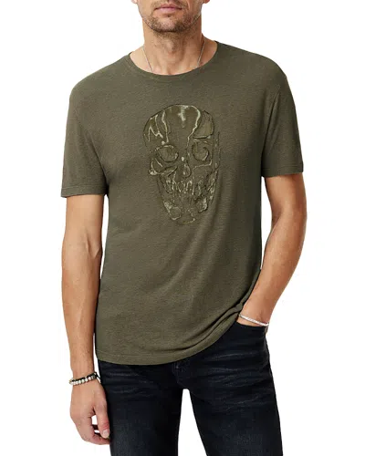 John Varvatos Chain Skull Tee In Olive Leaf