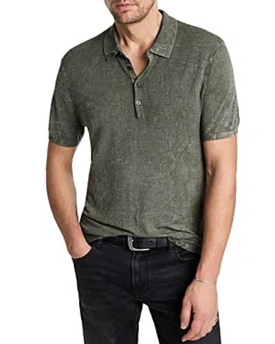 John Varvatos Chatham Crinkle Textured Regular Fit Polo Shirt In Eucalyptus