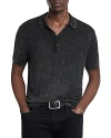 John Varvatos Chatham Crinkle Textured Regular Fit Polo Shirt In Midnight